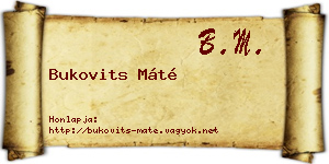Bukovits Máté névjegykártya