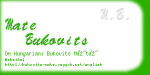 mate bukovits business card